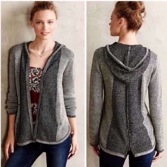 Anthropologie Tops - Anthropology Sparrow Yellow Knit Zip Hood Sweater